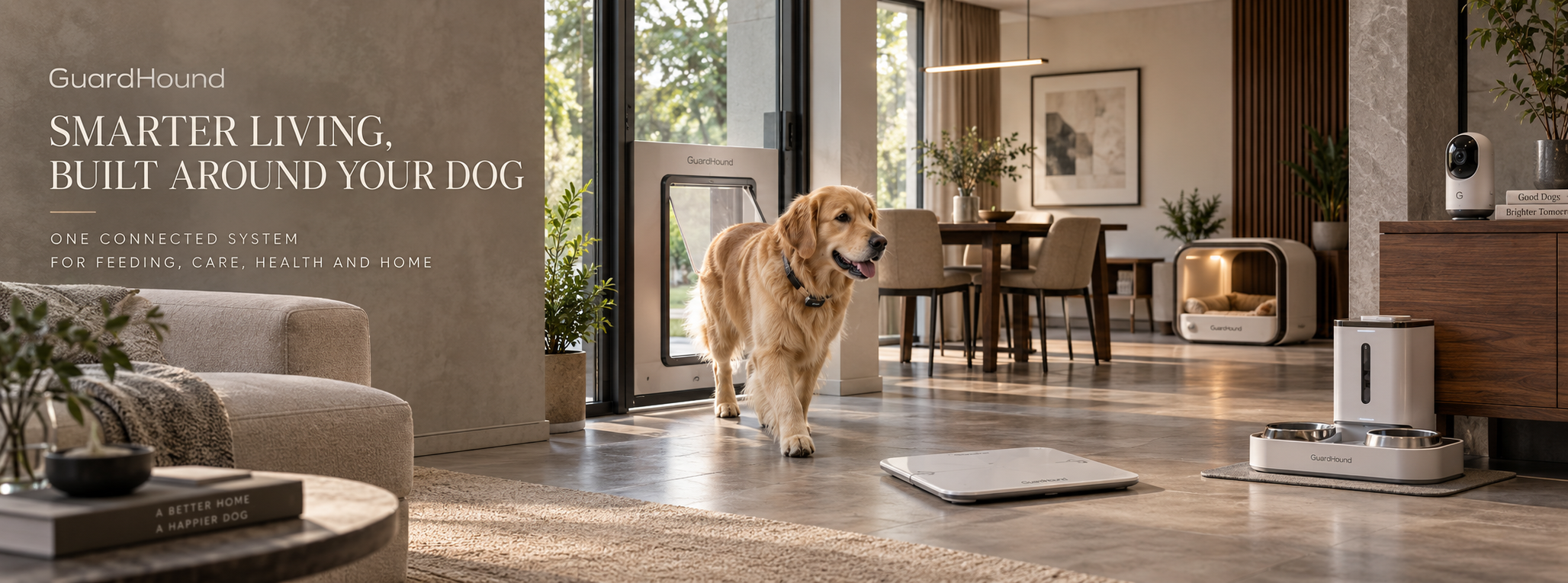 إعلان علامة GuardHound · نظرة عامة على منتجات الكلاب الذكية